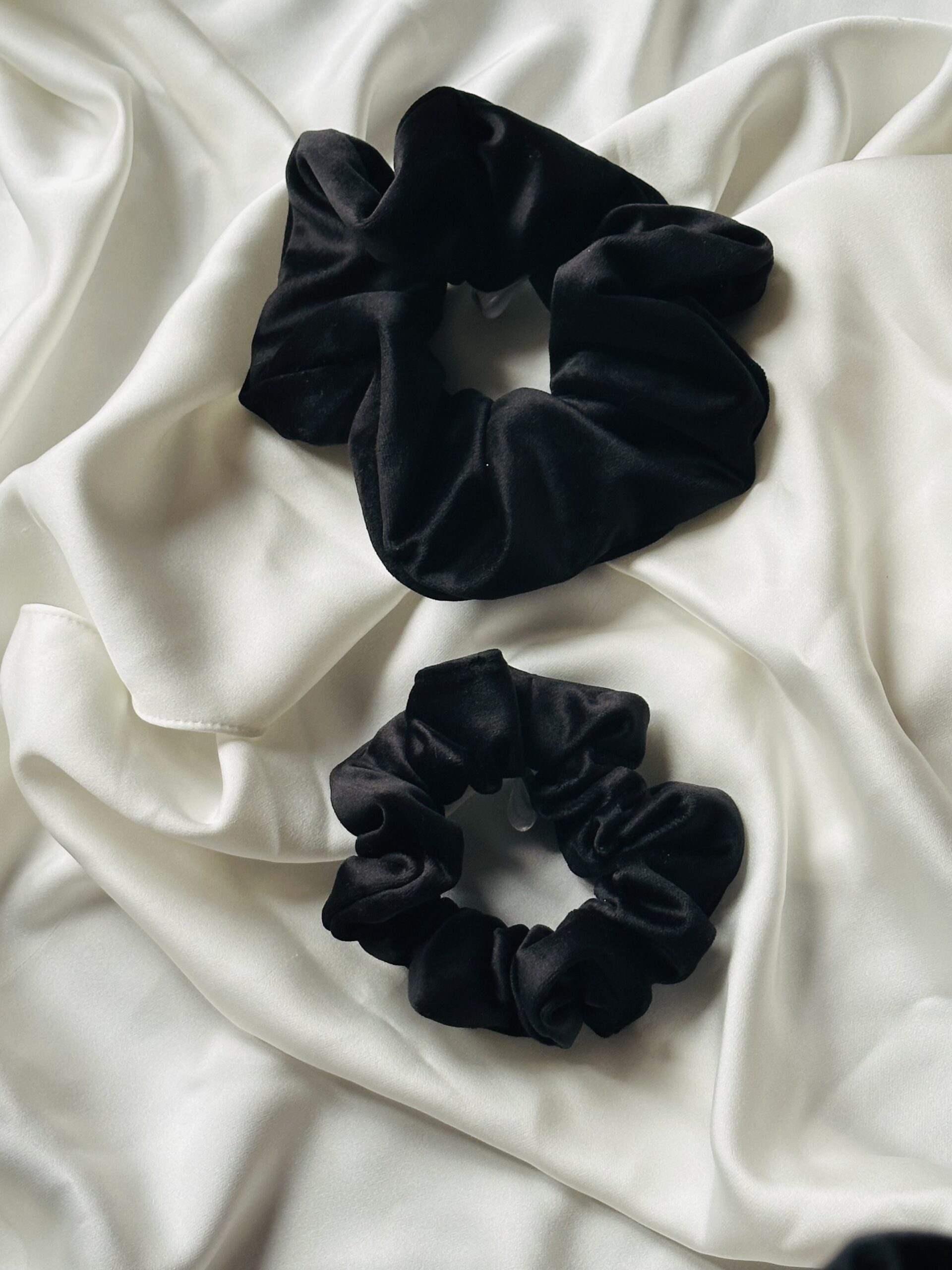 Oversized Black Velvet Scrunchie - Image 3
