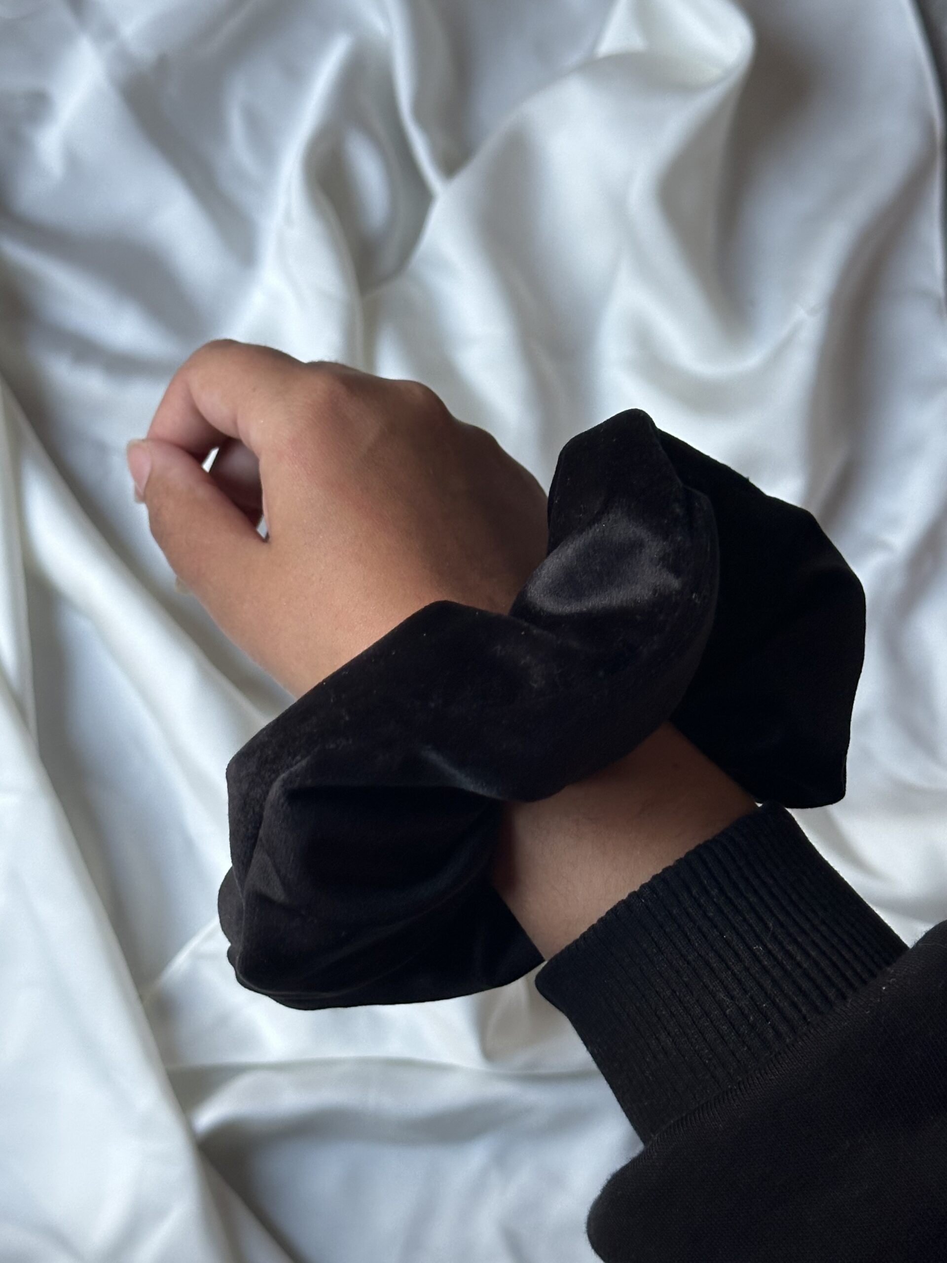 Oversized Black Velvet Scrunchie - Image 2