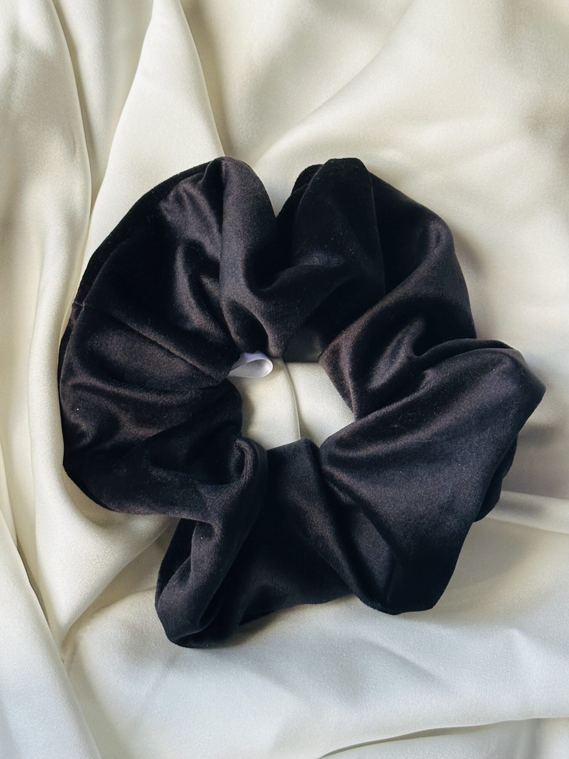 Oversized Black Velvet Scrunchie
