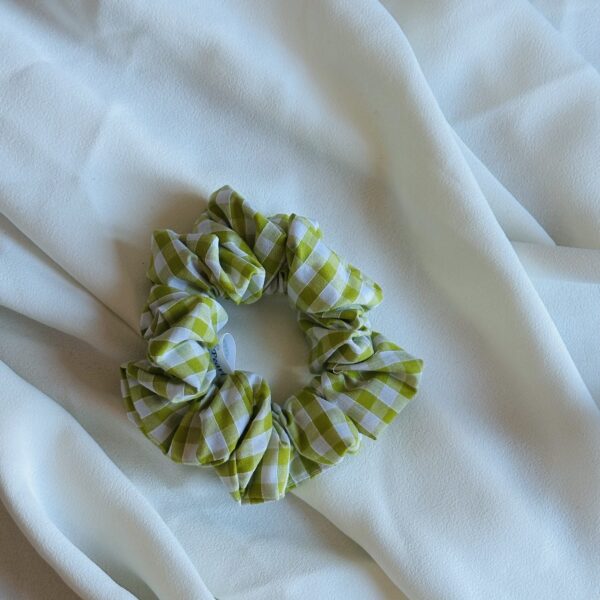 Regular Lime Green Gingham Scrunchie