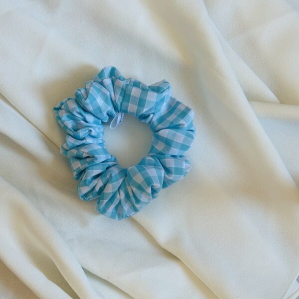 Regular Turquoise Gingham Scrunchie