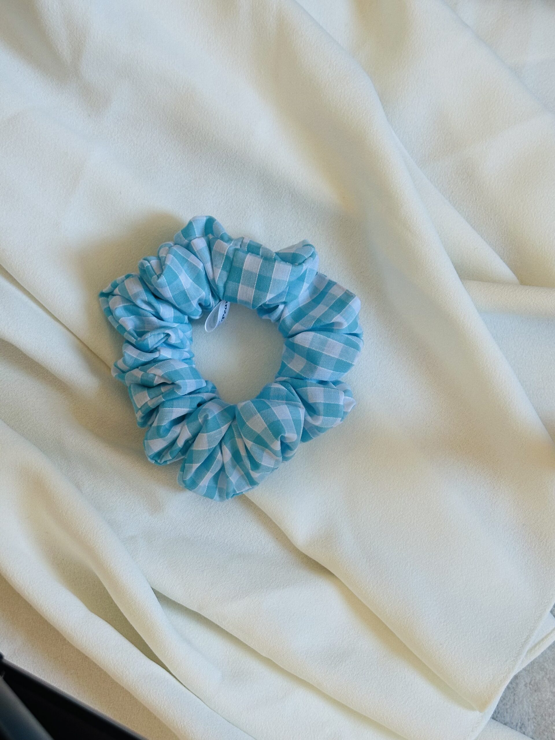 Regular Turquoise Gingham Scrunchie