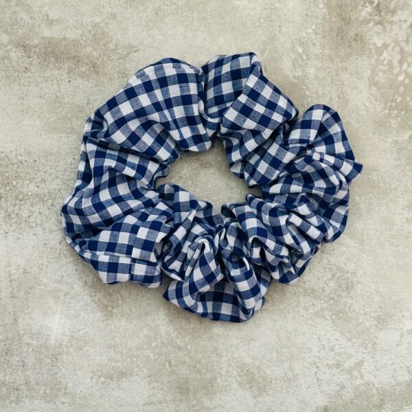 Oversized Navy Gingham Scrunchie