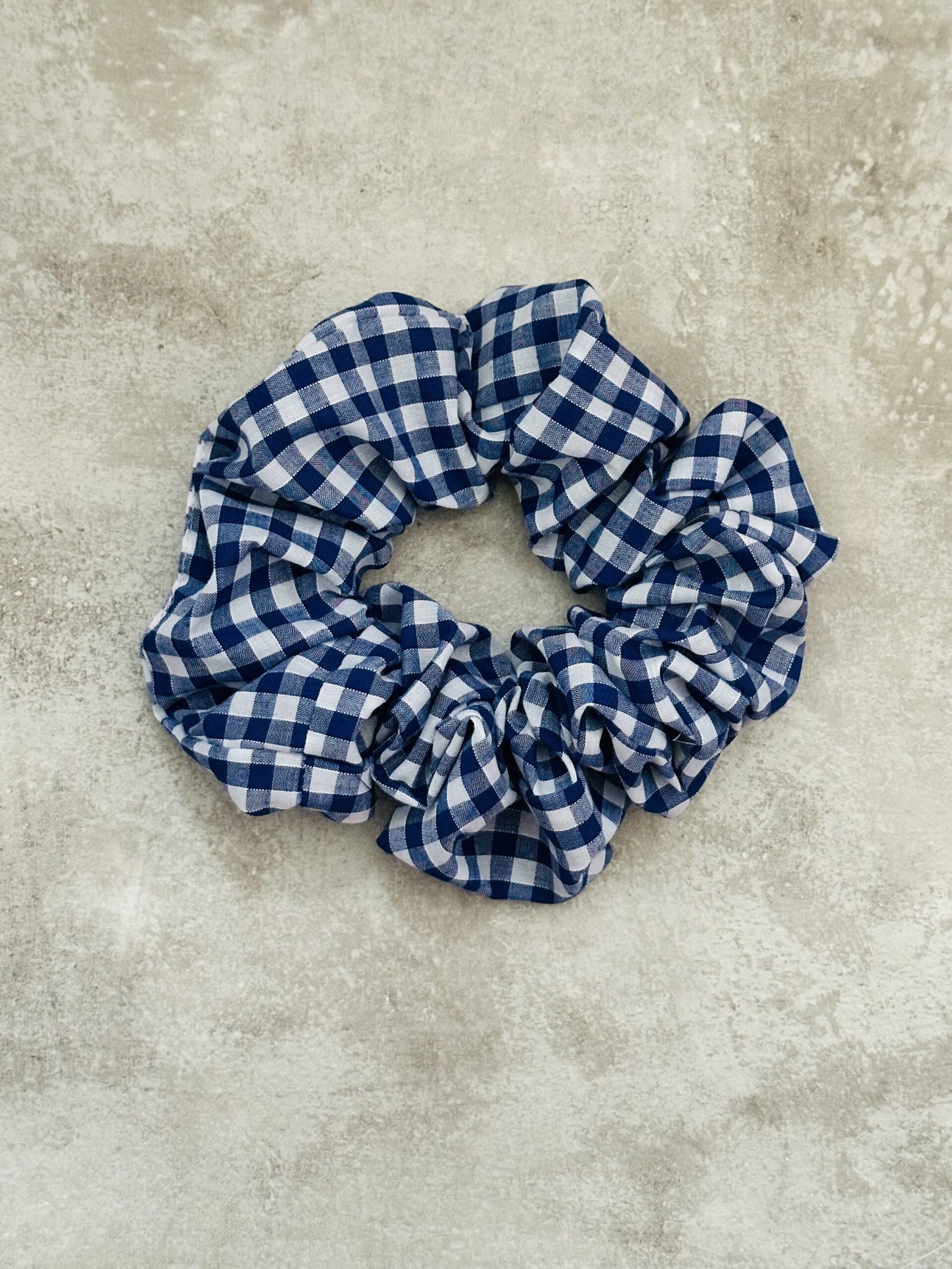 Oversized Navy Gingham Scrunchie