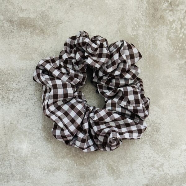 Oversized Brown Gingham Scrunchie
