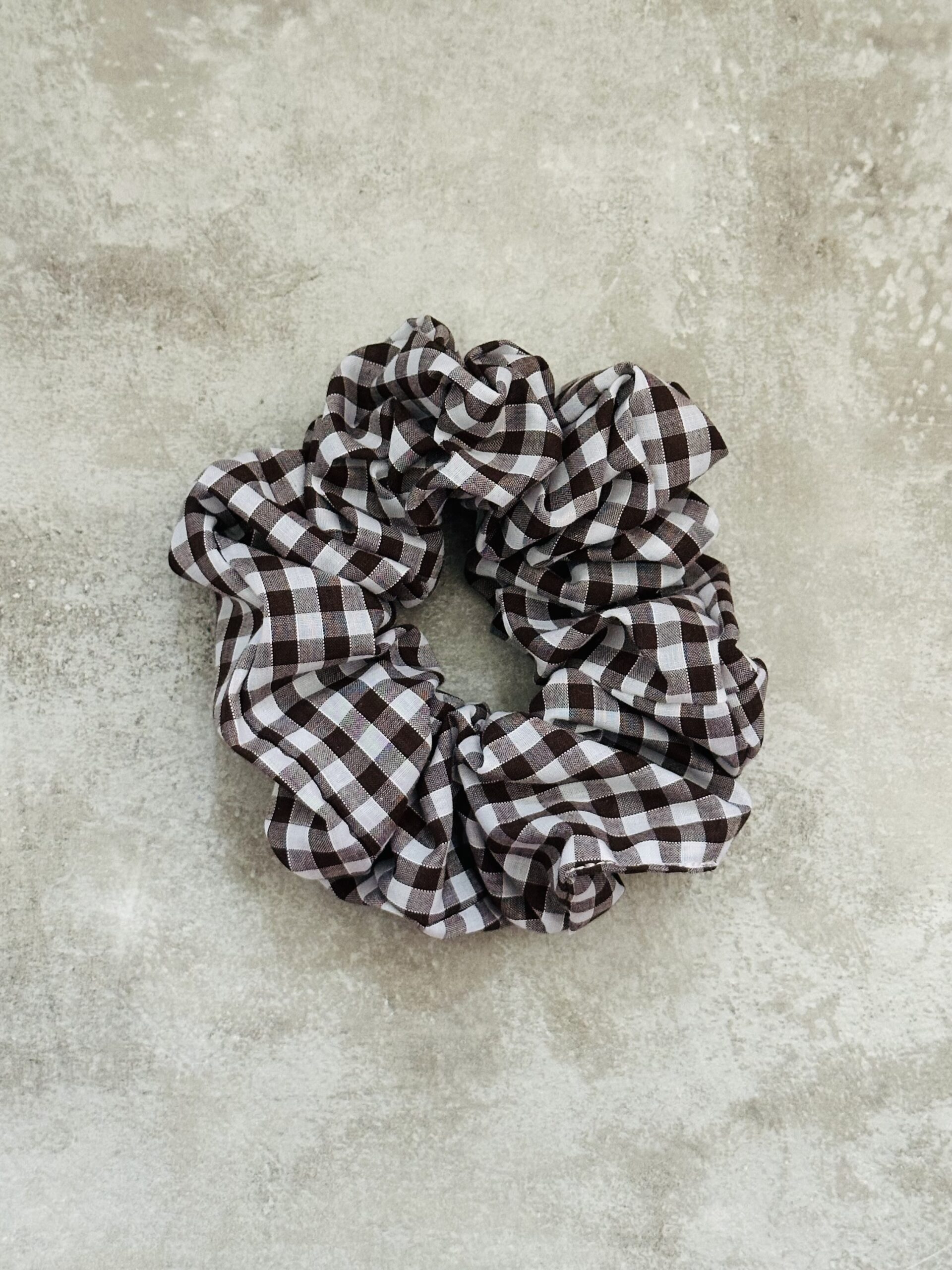 Oversized Brown Gingham Scrunchie