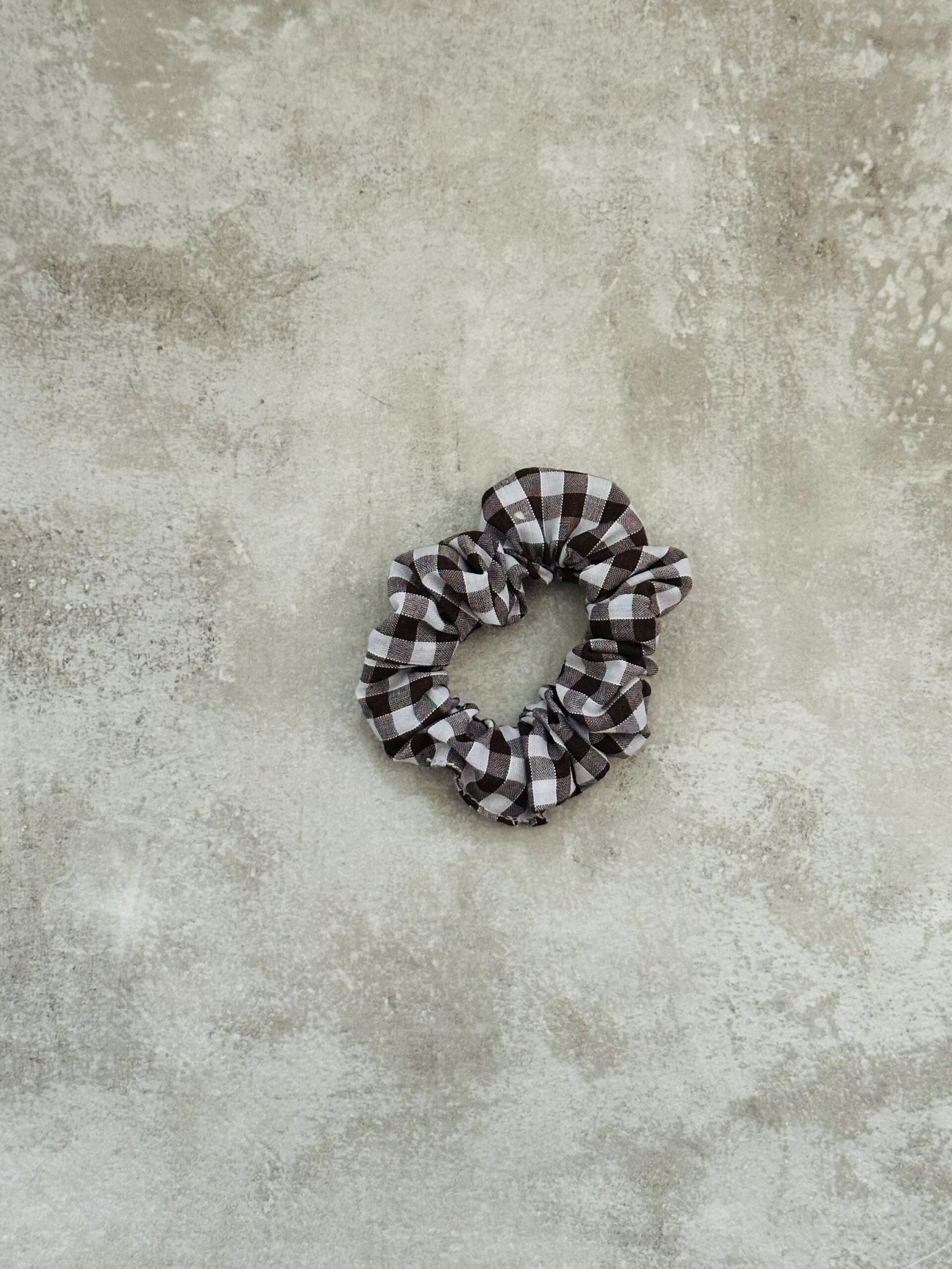Mini Brown Gingham Scrunchie