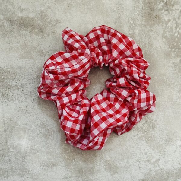 Oversized Red Gingham Scrunchie