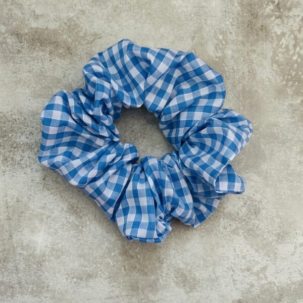 Oversized Sky Blue Gingham Scrunchie