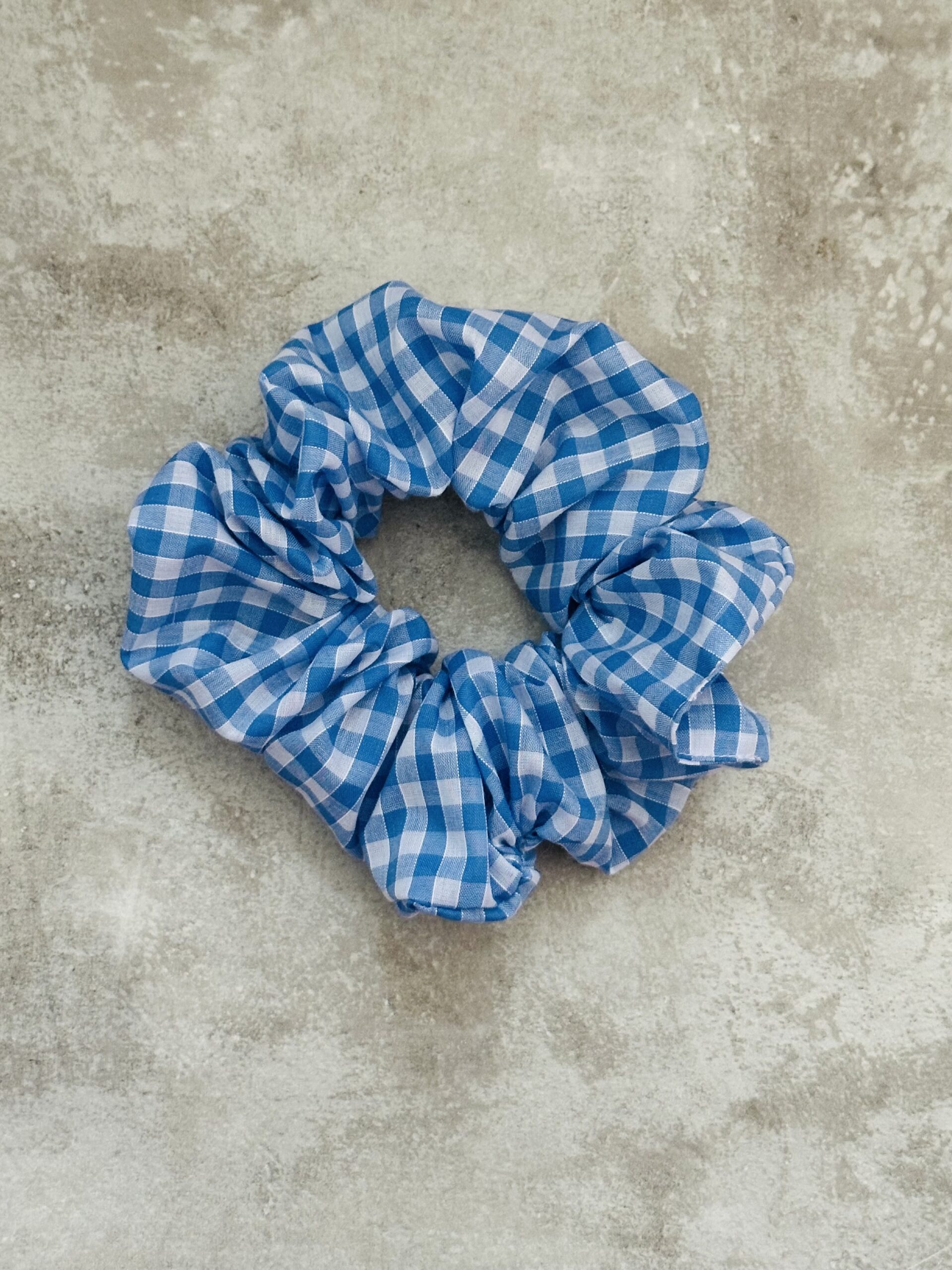 Oversized Sky Blue Gingham Scrunchie