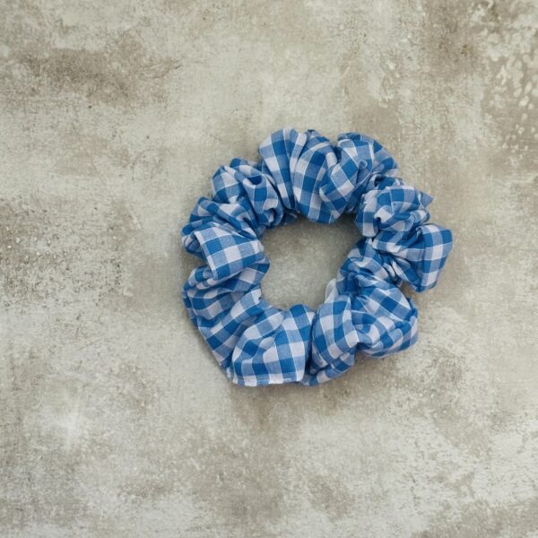 Regular Sky Blue Gingham Scrunchie