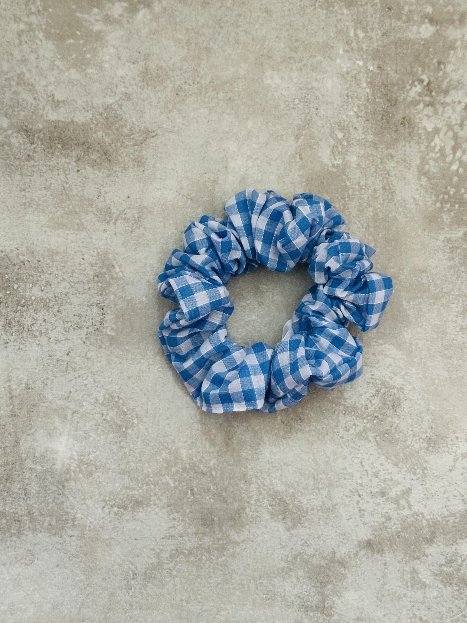 Regular Sky Blue Gingham Scrunchie