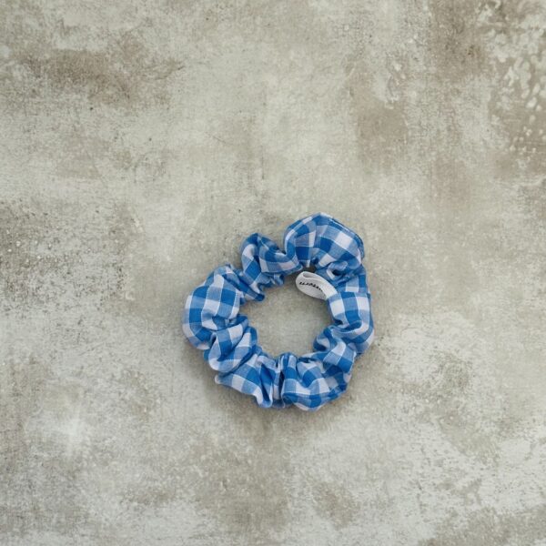 Mini Sky Blue Gingham Scrunchie
