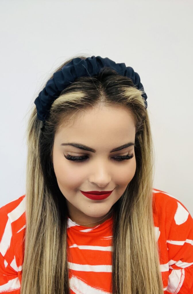 Ruffled Headband - Navy