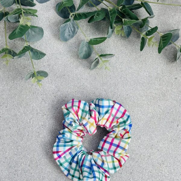 Oversized Rainbow Gingham Scrunchie