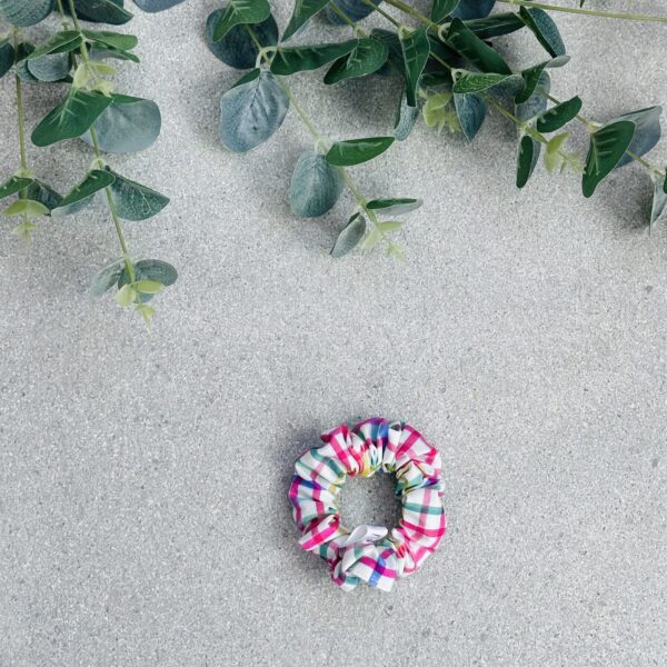 Mini Rainbow Gingham Scrunchie